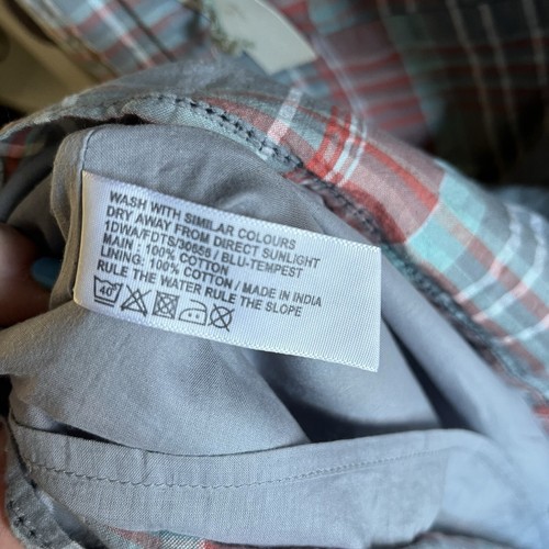Fat Face Size 12 Blue Pink Checked Sundress Shirred Back Adjustable Straps BNWT - Picture 14 of 15