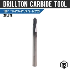 2PCS 2Flute 1/4" x 3/4" x2-1/2" 120 Degree Solid Carbide Spot Drill AlTiN Coated