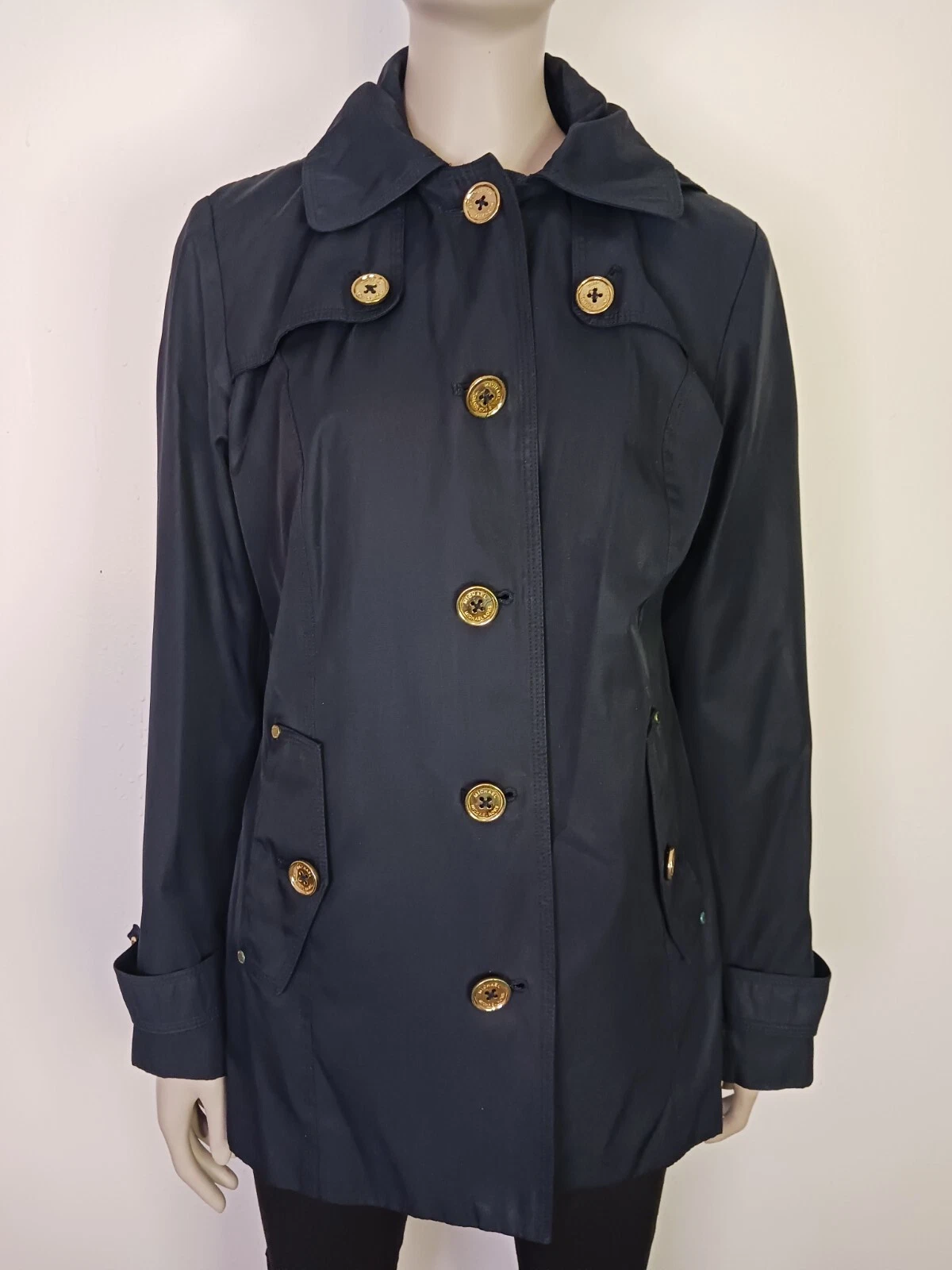 Michael Kors trincea antipioggia donna taglia small cappuccio rimovibile marrone chiaro oro