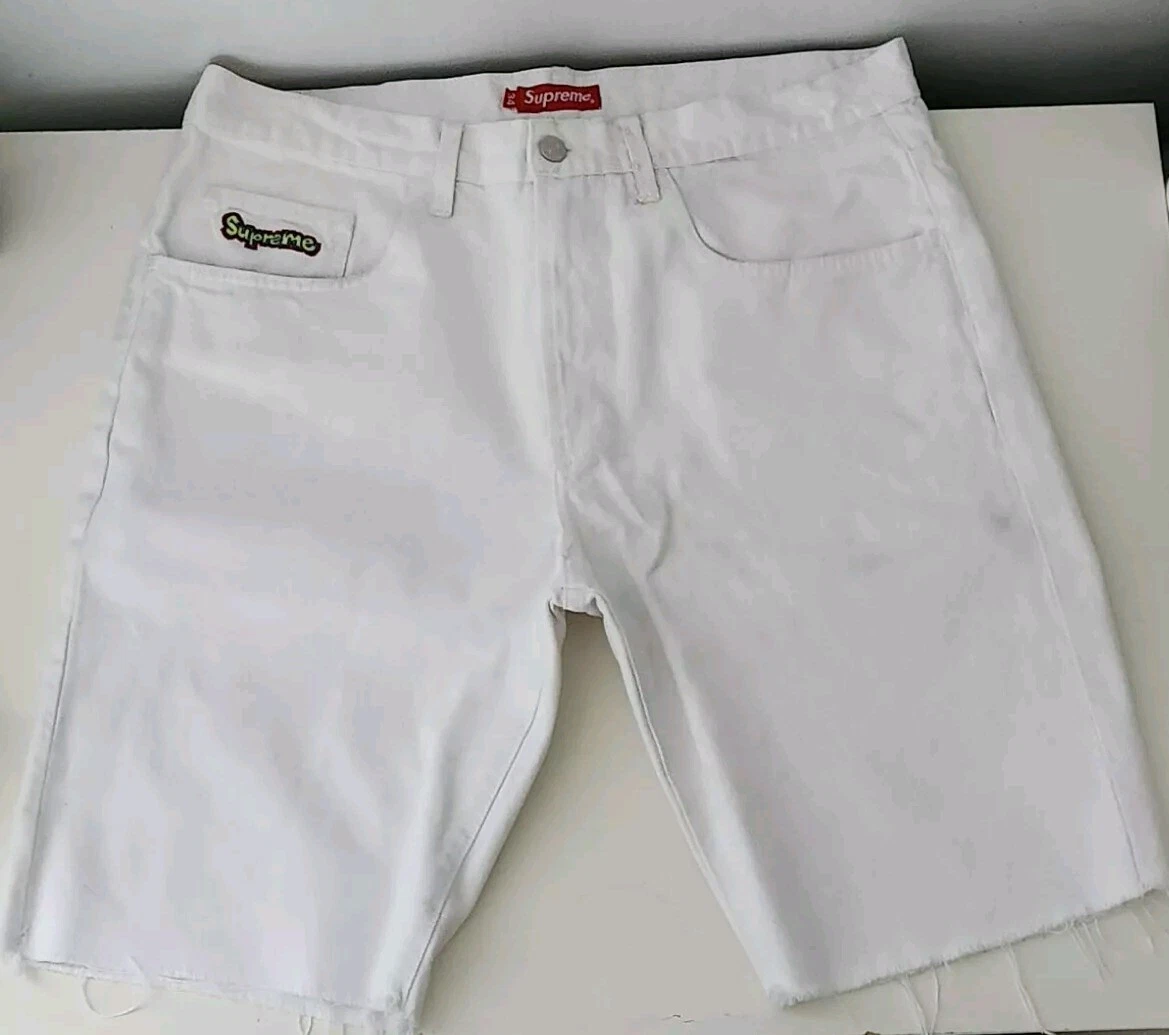 Short FW14 Supreme x Gonz taille 34 blanc short Mark Gonzales ALTERED jeans rare