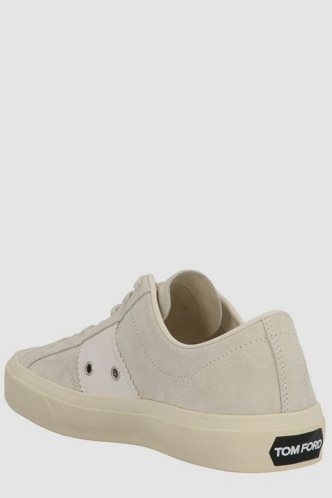 $790 Tom Ford Men Beige Suede Cambridge Low-Top Lace-up
