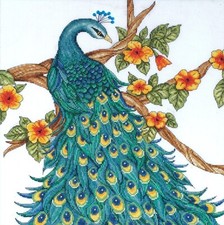 Kit de punto de cruz de pavo real Rare Design Works #2808