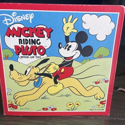 Vintage Disney Mickey Riding Pluto Wind Up Toy Schylling Toys | eBay
