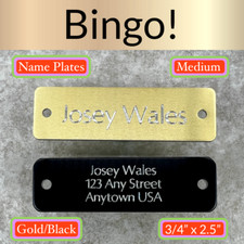 Custom Engraved Tags Personalized NAME PLATE Tags NAME PLATE BLACK GOLD MEDIUM