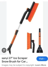 Sanyi 27" Aluminum Snow Brush with Ice Scraper for Car Windshield and Windows