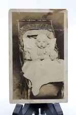 RPPC Baby & Stroller Real Photo Postcard Post Card. AZO 1918-1930.