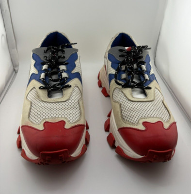Cinzia Araia Mens Size 9.5 Sneakers Red White & Blue Tennis Shoes Made In Italy