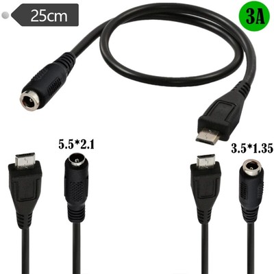 DC 3.5x1.35mm/5.5x2.1mm Female to Micro USB Male Cable Faster and Easy Charging