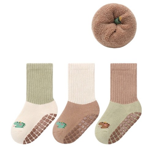 3 pares de calcetines antideslizantes para caminar de piso grueso con empuñaduras antideslizantes para bebés niños pequeños 0-5 años - Imagen 8 de 10