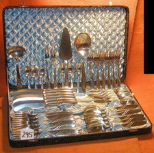 gro&szlig;es Set SAM 60 versilbertes Besteck DDR 41 Teile im Etui mit Vorleger (B295)