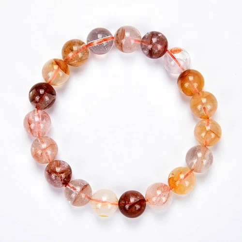 Natural Yellow Hematoid Gemstone 8MM 10MM 7.5 inch Round Bracelet(S20) - Picture 3 of 3