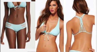 NWT L Space Seaglass Two Piece Bikini Bitsy Cut Knotty Crochet Sz XS SMALL NEW