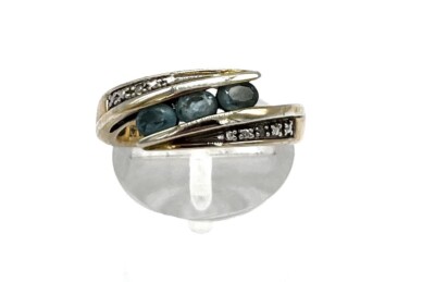 925/- Silberring, Aquamarine, simulierte Diamanten, Gr. 54