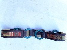 Chicos Faux Leather Turquoise Belt with embroidered design Size Large