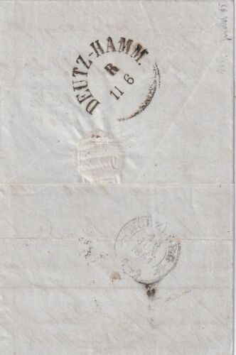 Brief Preussen 1851 / 4 gestempelt Nummernstempel 1627 als Rechnung Barmen - Bild 2 von 3