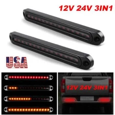 2X 10" LED Truck Trailer Tail Brake Light Bar Strip Flowing Turn Signal DRL Stop