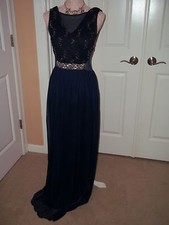 Lovely Navy Blue Dress - Maxi Dress - Lace Dress Gown size