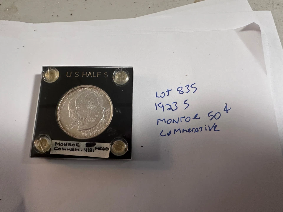 1923 S Monroe Adams Commemorative 90% Silver Half Dollar 50c  Lot 835 - Image 3 of 3
