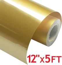12"x5FT Gold HTV Iron On Heat Transfer Vinyl Roll for T Shirt Cricut Silhouette