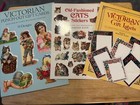 3 Dover Vtg Victorian Old Time Cat Label Stickers Scrapbook Journals Punch Out