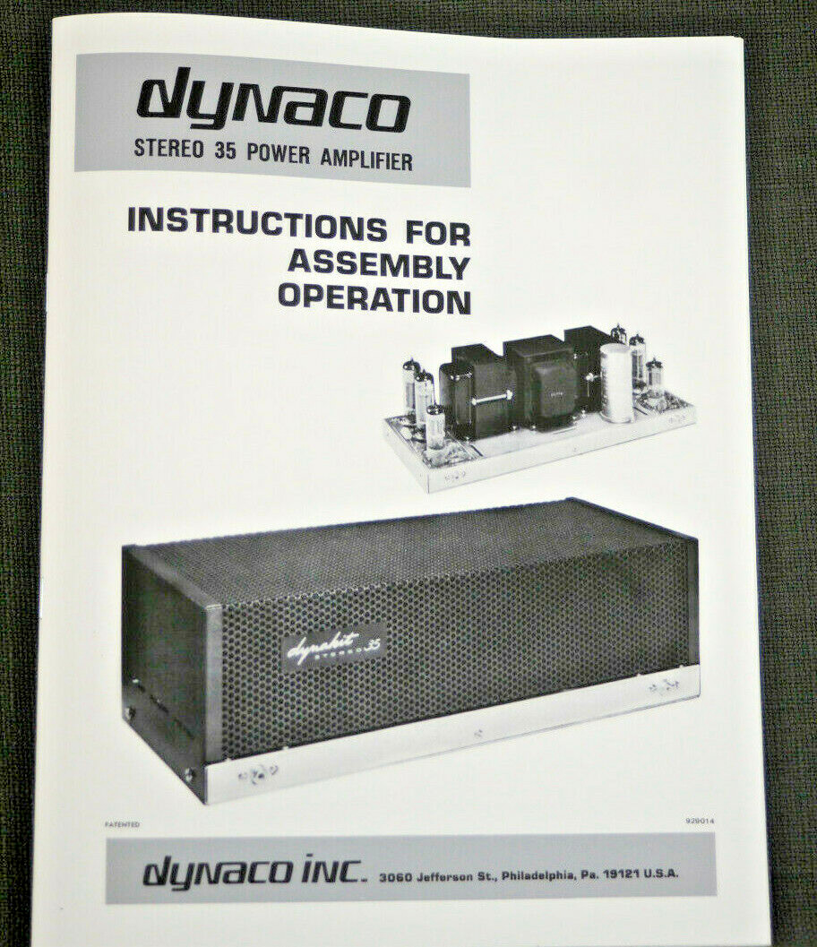 Dynaco ST-35 stereo tube amplifier owner assembly manual reprint Dyna Dynakit 