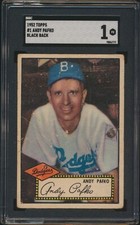 1952 Topps Andy Pafko #1 Brooklyn Dodgers SGC 1 PR DEAD CENTERED