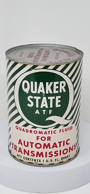 Vtg.  Full Quart Can Quaker State Quadromatic Transmission Fluid FREE SHIPPING!