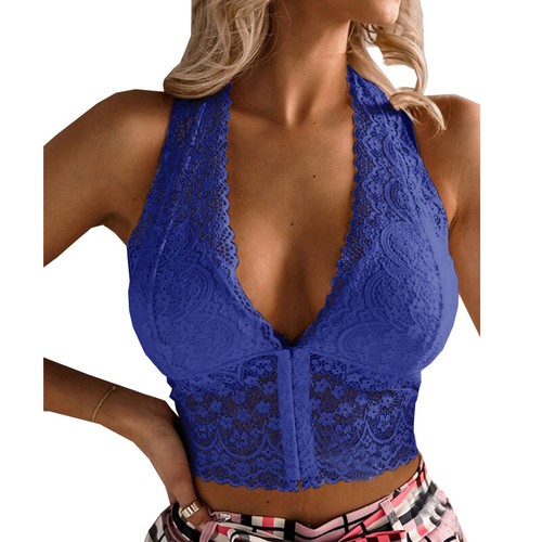 Sexy Womens Halter Lace Bustier Crop Tops Ladies Vest Bralet Camisole Tank Tops[ - Picture 5 of 18