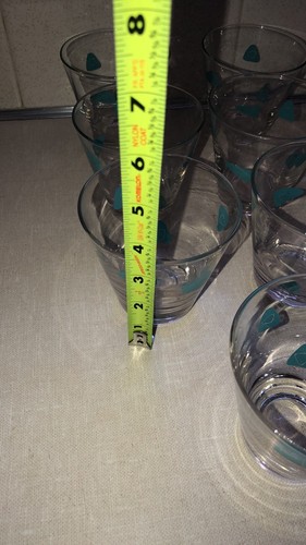Vtg Federal Glass Atomic Amoeba Boomerang Cocktail Glasses Turquoise Clear (7) - Picture 13 of 16