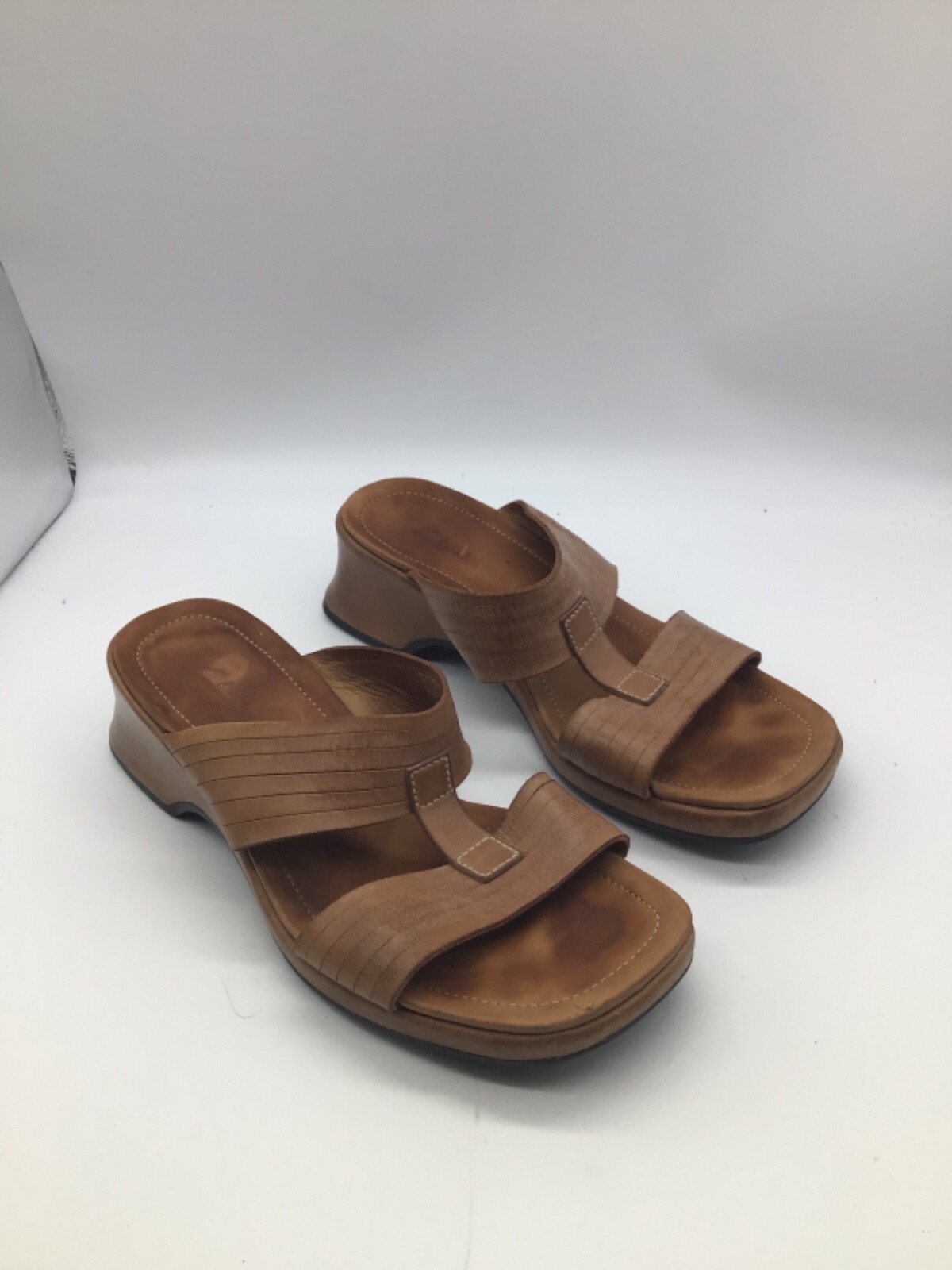 APL Sandali Clarks donna taglia 7 5 M pelle marrone cinturino casual tacco slip on scarpa 30523