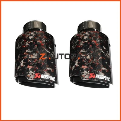 1x Gloss Black Red Forged Carbon Fiber AKRAPOVIC Exhaust Tip 3''/3.5''/4''/4.5'' - Bild 1 von 4