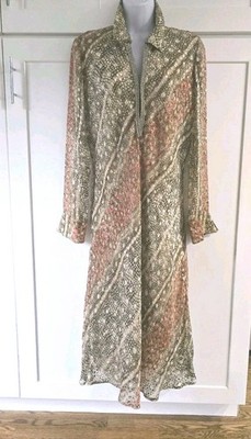VTG A.B.S. Evening Allen Schwartz Silk Blend Rhinestone Sheer Midi Dress Sz 8