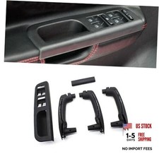 8PCS Window Lift Control Switch Cover Bezel Door Handles Grab Completes, Black