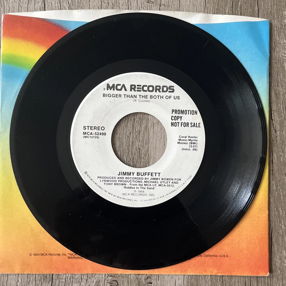 Jimmy Buffett – Bigger Than The Both Of Us / Come To The Moon 1984 PROMO 45 rpm Foto 2 de 4