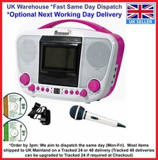 Mr Entertainer Tragbarer Akku Mädchen CDG Bluetooth Karaoke Player Maschine PINK