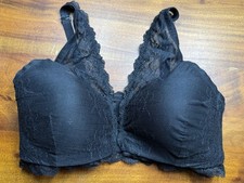 Spanx Undie-Tectable Four Play Black Lace Bra Front Clasp Wireless Sz XL