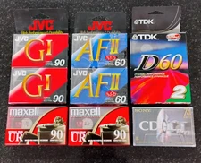 Lot of 9 still sealed blank cassette tapes - JVC, TDK, Maxell & Sony