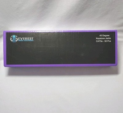 Everest 45° Angled RJ45 Cat5e PURPLE Keystone Jacks 50-Pack  Slim Profile Female
