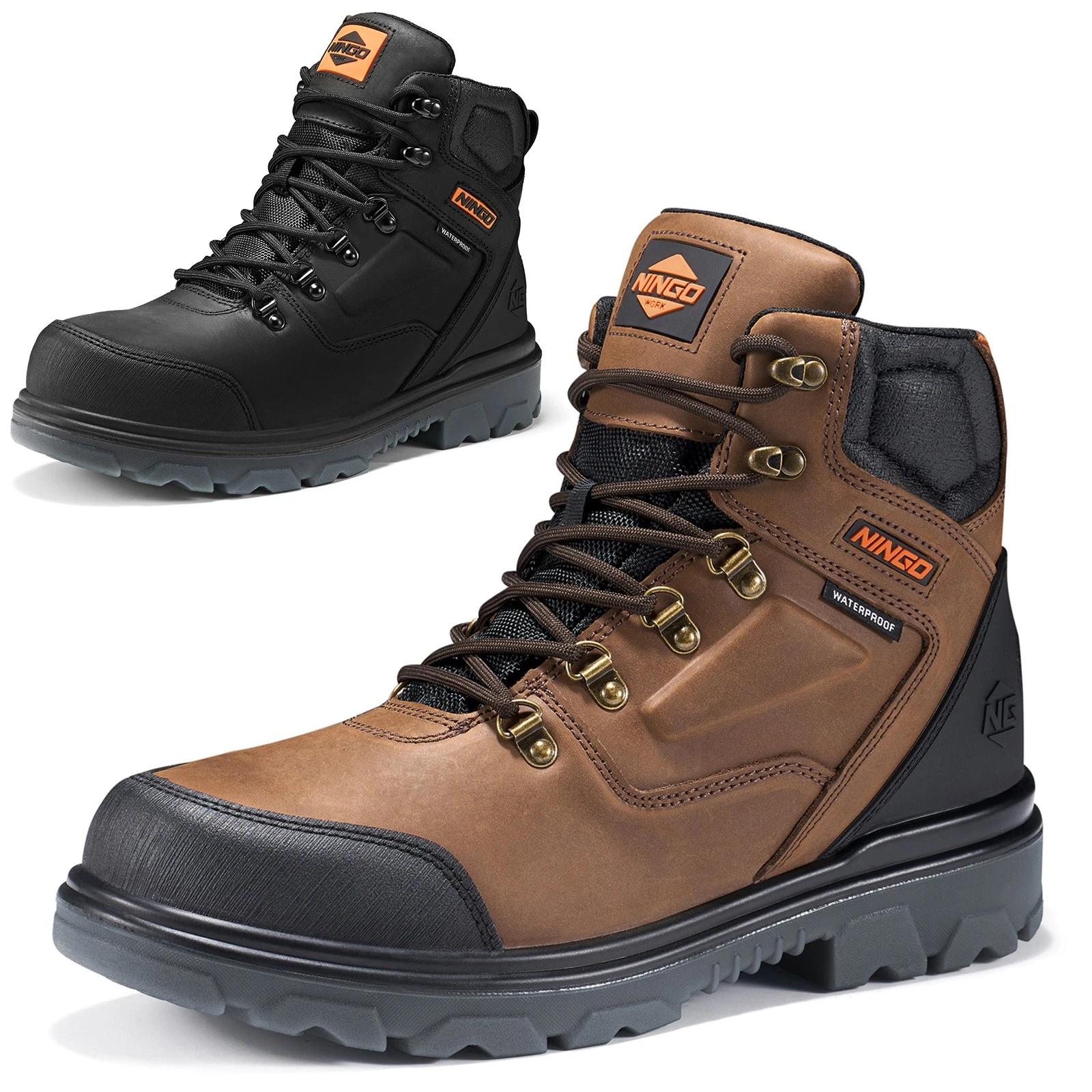 NINGO Men's Steel Toe Waterproof Heavy-Duty Work Boots w/Rubber Protective Shell
Opens in a new wind