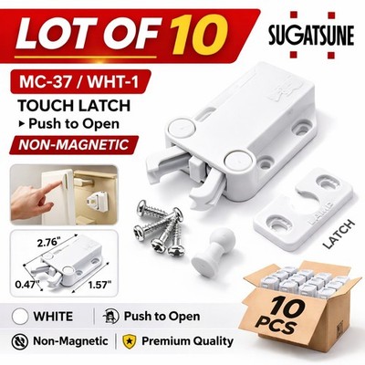 Sugatsune MC-37/WHT-1 Touch Latch Push Open Non-Magnetic Cabinet White LOT 10