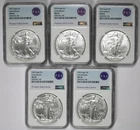 Lot 5 2023 Silver Eagle $1 NGC E/R MS 70 1 oz Silver Premier Select Series PSS