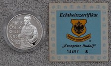 Österreich 100 Schilling Silber PP 1998 Kronprinz Rudolf PP+Zertifikat
