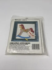 VOGART Crafts Creative Stitchery Kit with Frame 2011 H Crewel 3.5 x 3.5 Horse