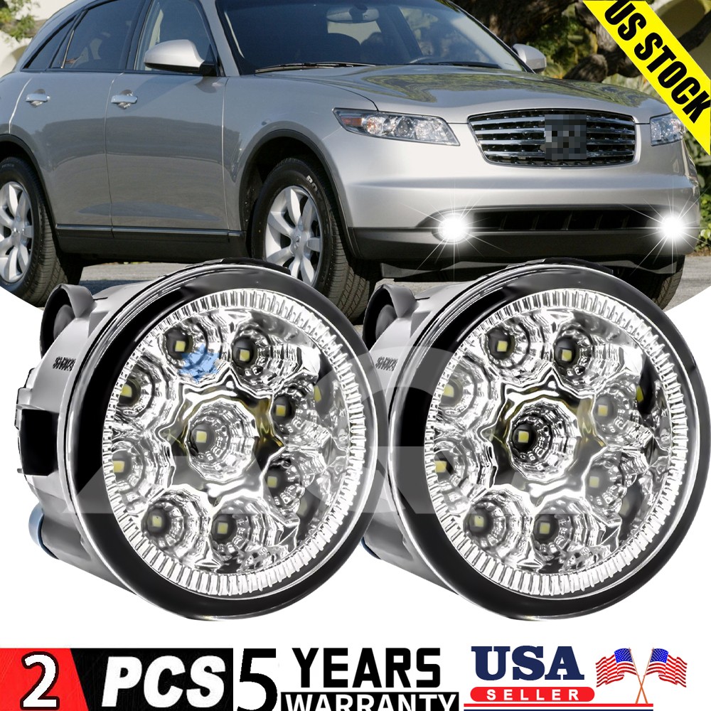 WHITE Pair Bumper LED Fog Lights Driving Lamps For INFINITI FX45 2006-2008