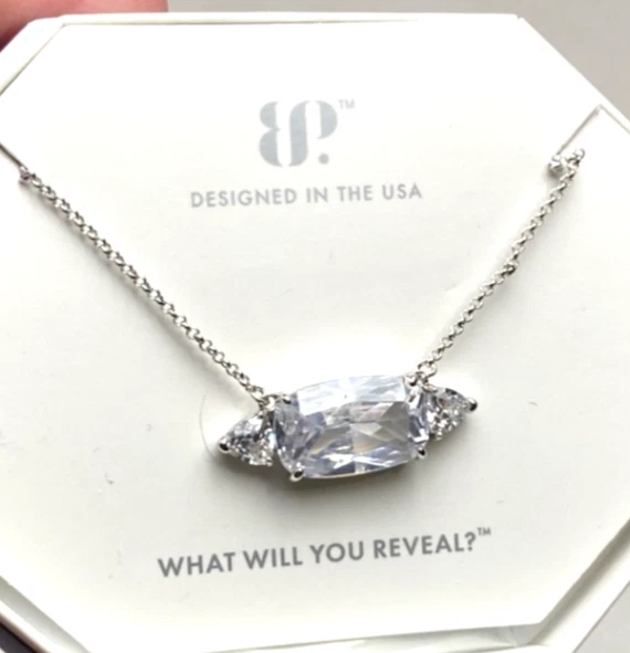 Collar BP Bomb Party Diamante Circonita Cúbica Chapado en Rodio NK22947 NUEVO CON ETIQUETAS $120 Foto 4 de 4