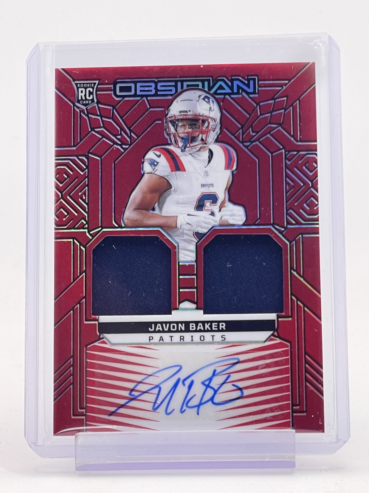 Javon Baker Panini Obsidian Rookie Materials Ink #RMIJBR Red