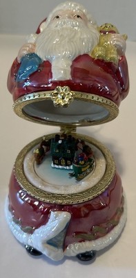 Mr Christmas Musical Santa Ornament Opens Turns Inside to Plays