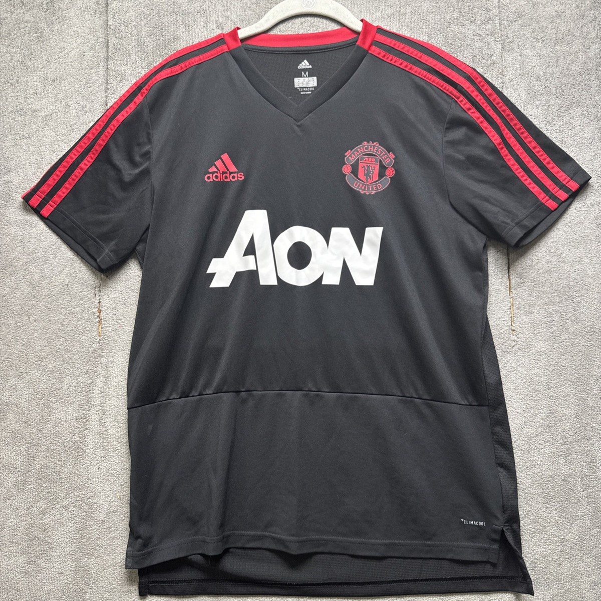 Manchester United Jersey Medium AON Adidas Climacool Black Shirt