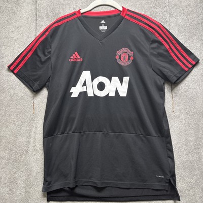Manchester United Jersey Medium AON Adidas Climacool Black Shirt Soccer Football