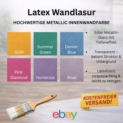 Goldfarbe Metallic Effekt Wandfarbe Wandlasur Innenwandfarbe Gold Latex sdgl 1L 